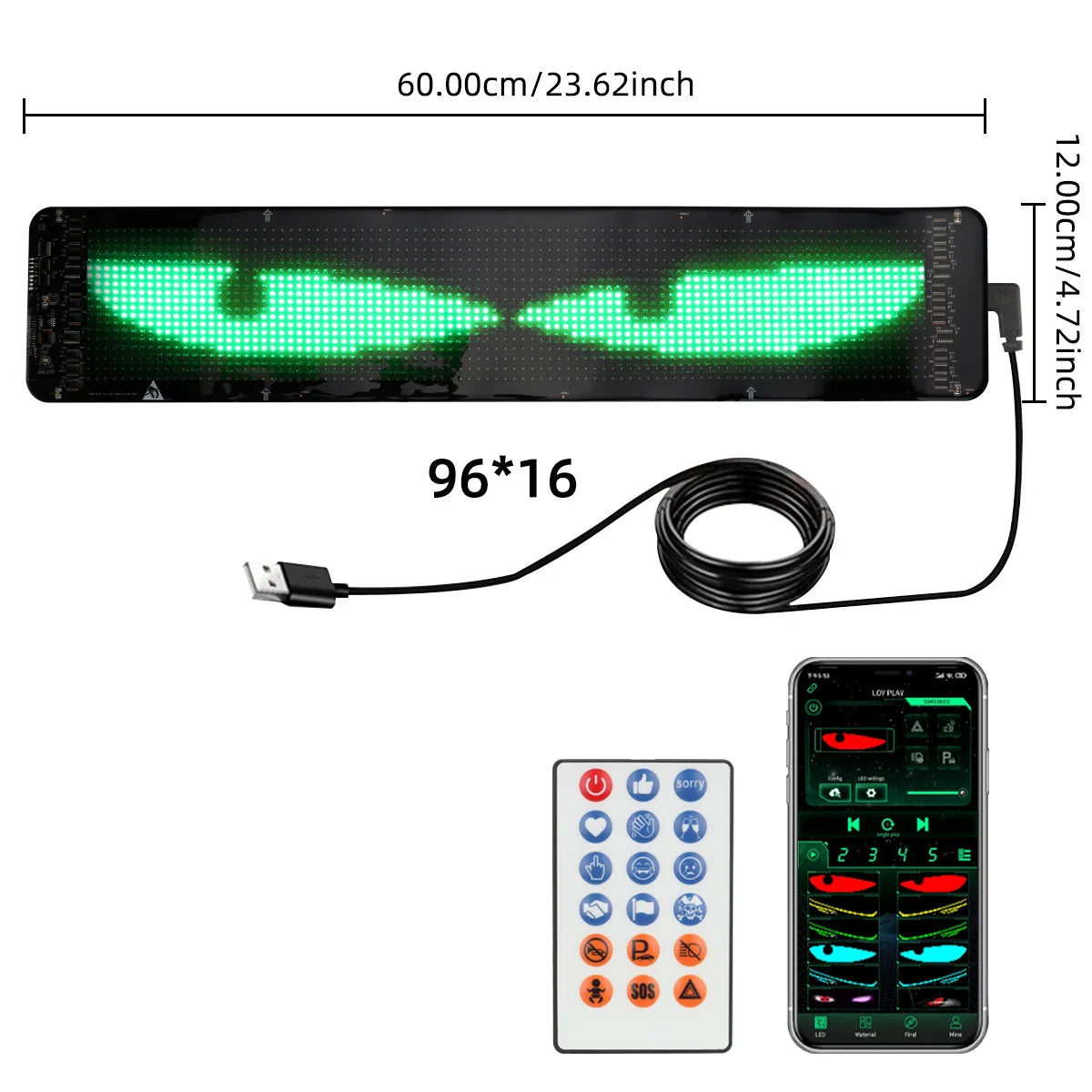 Flexibel LED-bilskylt med Bluetooth – dynamisk reklamskärm USB APP