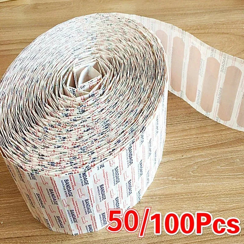 100Pcs Waterproof Breathable Cushion Adhesive Plaster Wound Hemostasis Sticker Band First Aid Medical Gauze