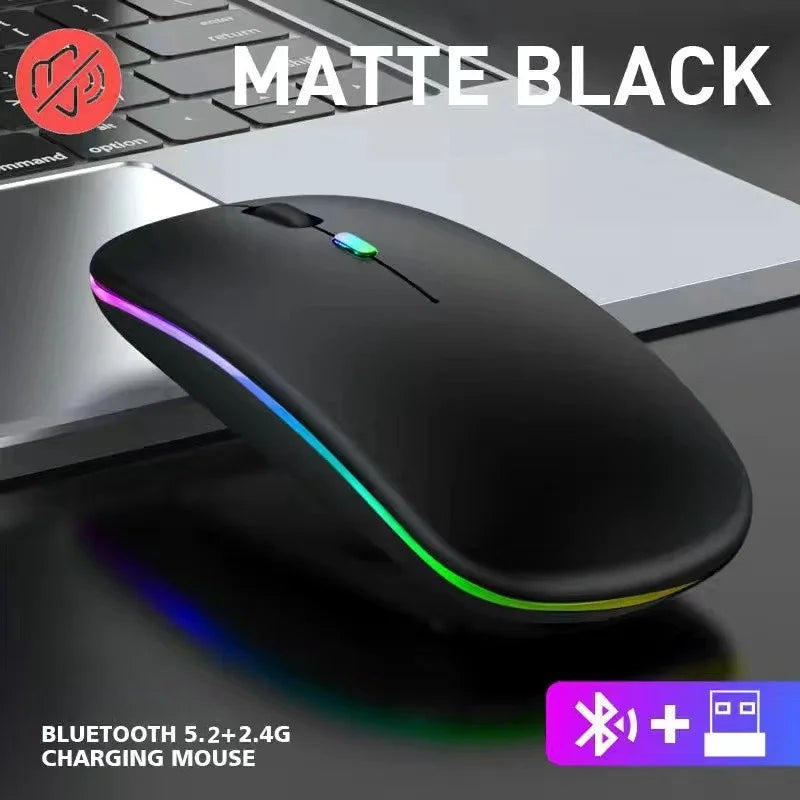 Trådlös RGB Mus – Uppladdningsbar, Bluetooth, Ergonomisk Gaming 3600 DPI