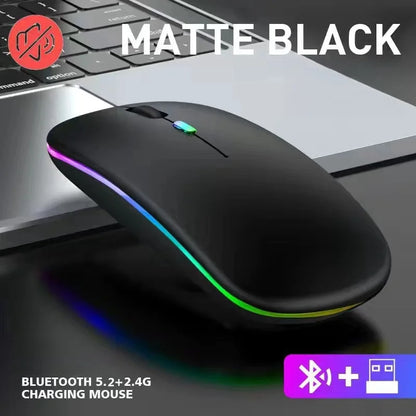 Trådlös RGB Mus – Uppladdningsbar, Bluetooth, Ergonomisk Gaming 3600 DPI