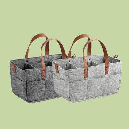 Barnvagnsförvaring i filt – flerlagers väska med PU-handtag