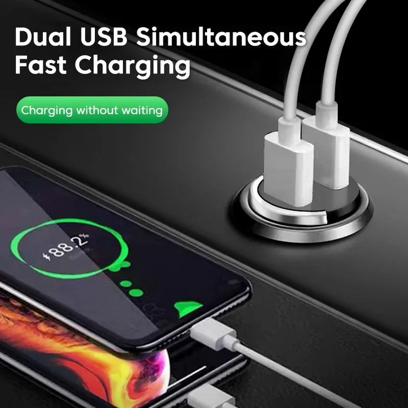 200W Car Mobile Phones Fast Charger Dual USB Quick Charger 3.0 USB Type C 12-24V Lighter Fast Charging Car Power Charger Adapter