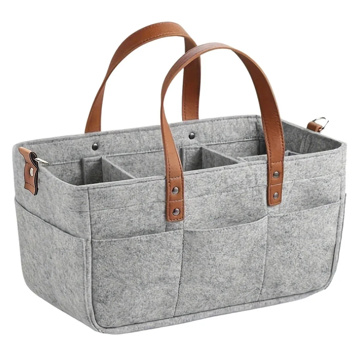 Barnvagnsförvaring i filt – flerlagers väska med PU-handtag