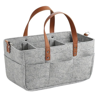 Barnvagnsförvaring i filt – flerlagers väska med PU-handtag