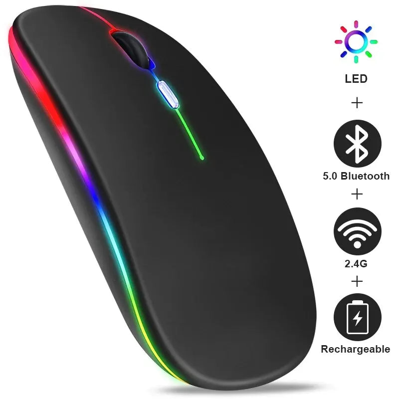 Trådlös RGB Mus – Uppladdningsbar, Bluetooth, Ergonomisk Gaming 3600 DPI