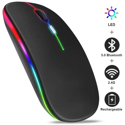 Trådlös RGB Mus – Uppladdningsbar, Bluetooth, Ergonomisk Gaming 3600 DPI