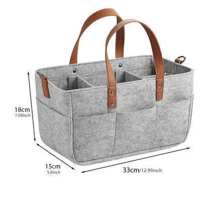 Barnvagnsförvaring i filt – flerlagers väska med PU-handtag