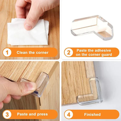 Bordshörnskydd för Barn – Transparent Silikon, 3-Formers Skydd