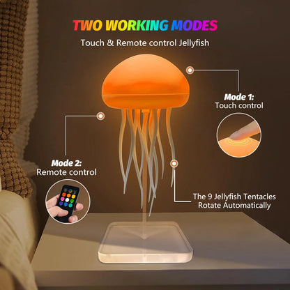 RGB Jellyfish-nattlampa – touchstyrd och uppladdningsbar för skrivbord och rum